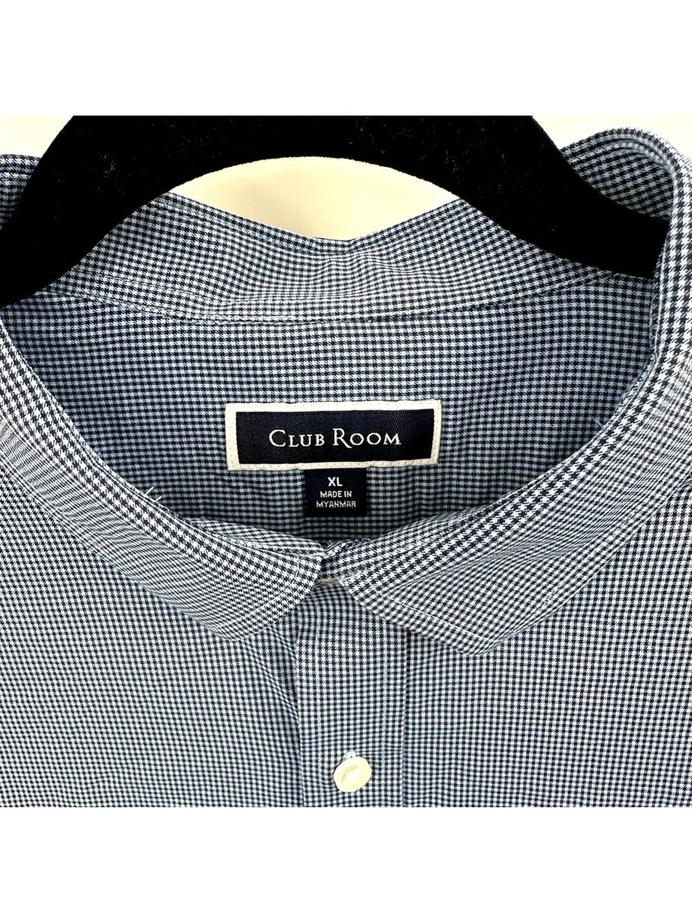 Club Room long sleeve tech woven dress shirt in blue check Size XL